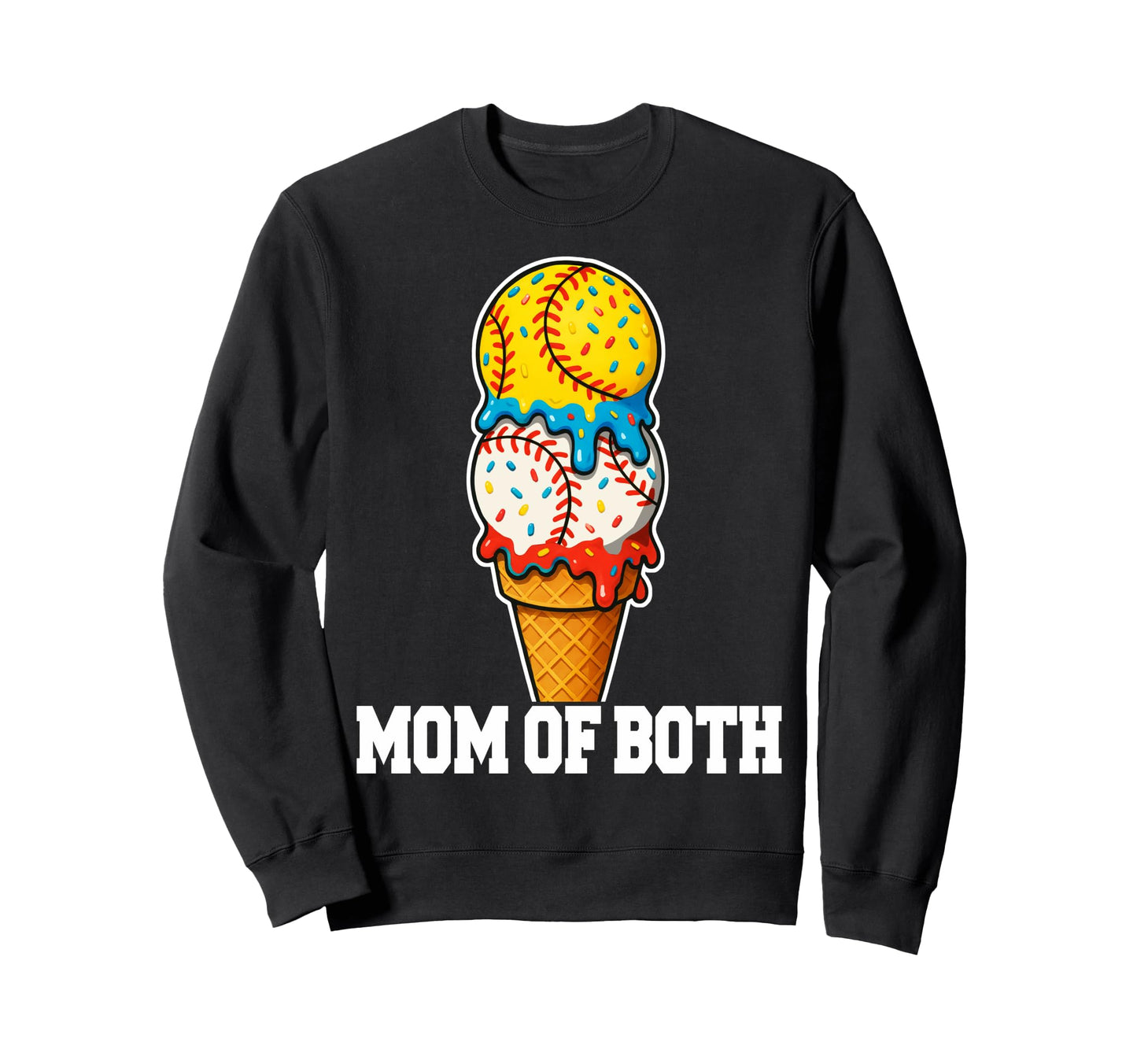 Baseball Softball Mom Ice Cream Sweatshirt - Trendy Graphic for Adults - T-Shirt, Sweatshirt, Hoodie