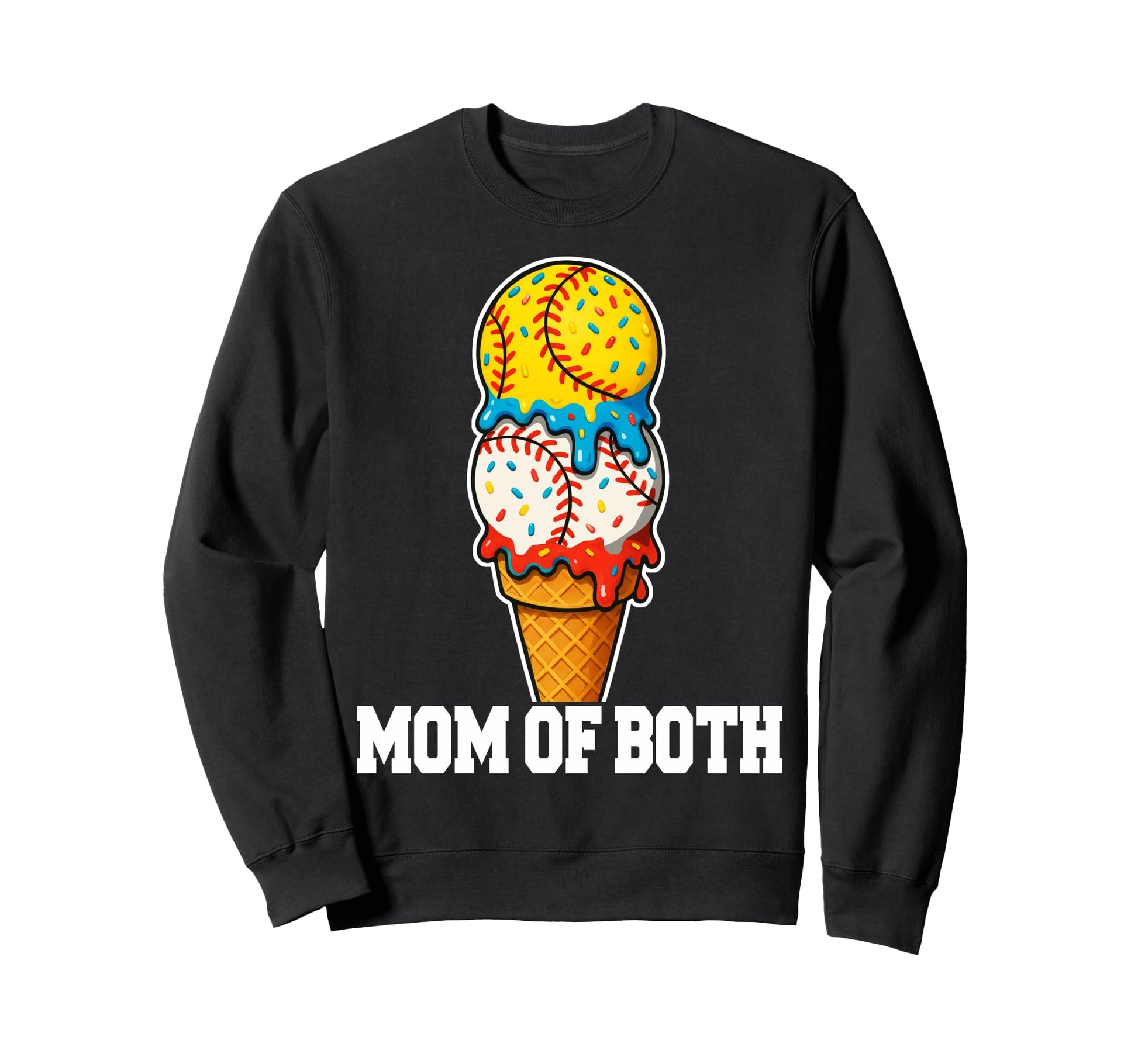 Baseball Softball Mom Ice Cream Sweatshirt - Trendy Graphic for Adults - T-Shirt, Sweatshirt, Hoodie