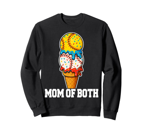 Baseball Softball Mom Ice Cream Sweatshirt - Trendy Graphic for Adults - T-Shirt, Sweatshirt, Hoodie