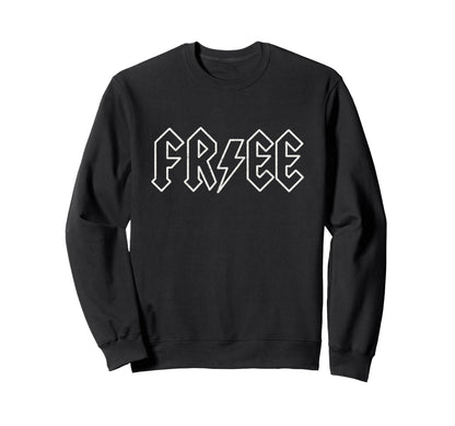 Free Lightning Bolt Rock Sweatshirt - Minimalist Print for Adults - T-Shirt, Sweatshirt, Hoodie