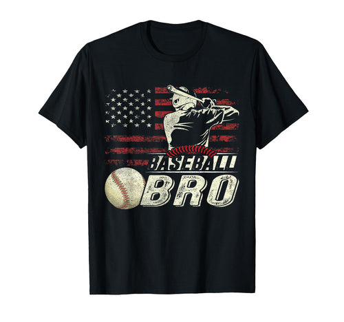 Baseball Bro Us Flag Gifts Brother T-Shirt - Minimalist Print Unisex - T-Shirt, Sweatshirt, Hoodie
