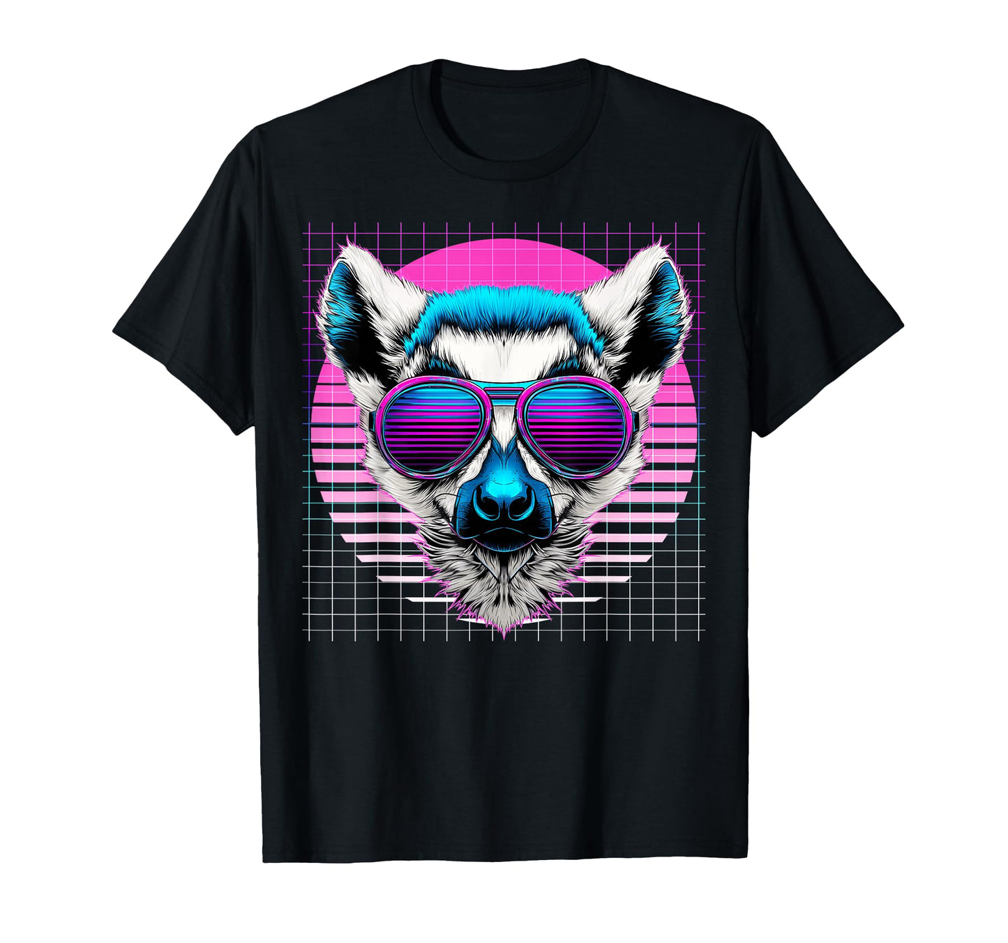 Lemur Sunglasses Ring Tailed Vaporwave T-Shirt - Graphic Print Unisex - T-Shirt, Sweatshirt, Hoodie