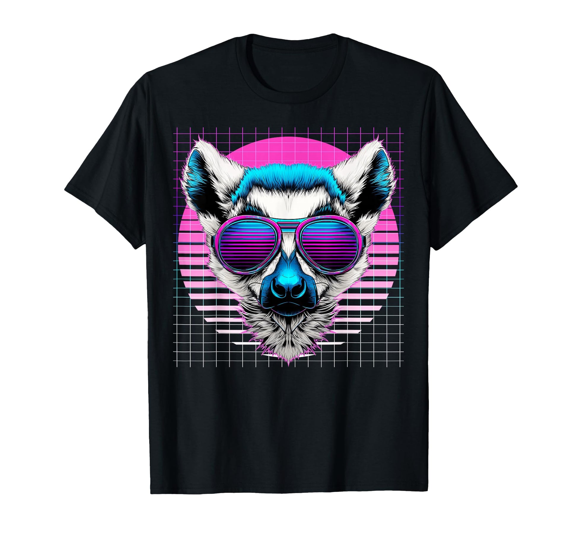 Lemur Sunglasses Ring Tailed Vaporwave T-Shirt - Graphic Print Unisex - T-Shirt, Sweatshirt, Hoodie