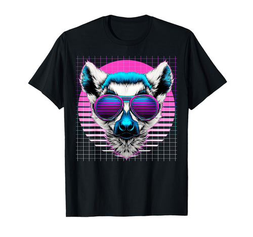Lemur Sunglasses Ring Tailed Vaporwave T-Shirt - Graphic Print Unisex - T-Shirt, Sweatshirt, Hoodie
