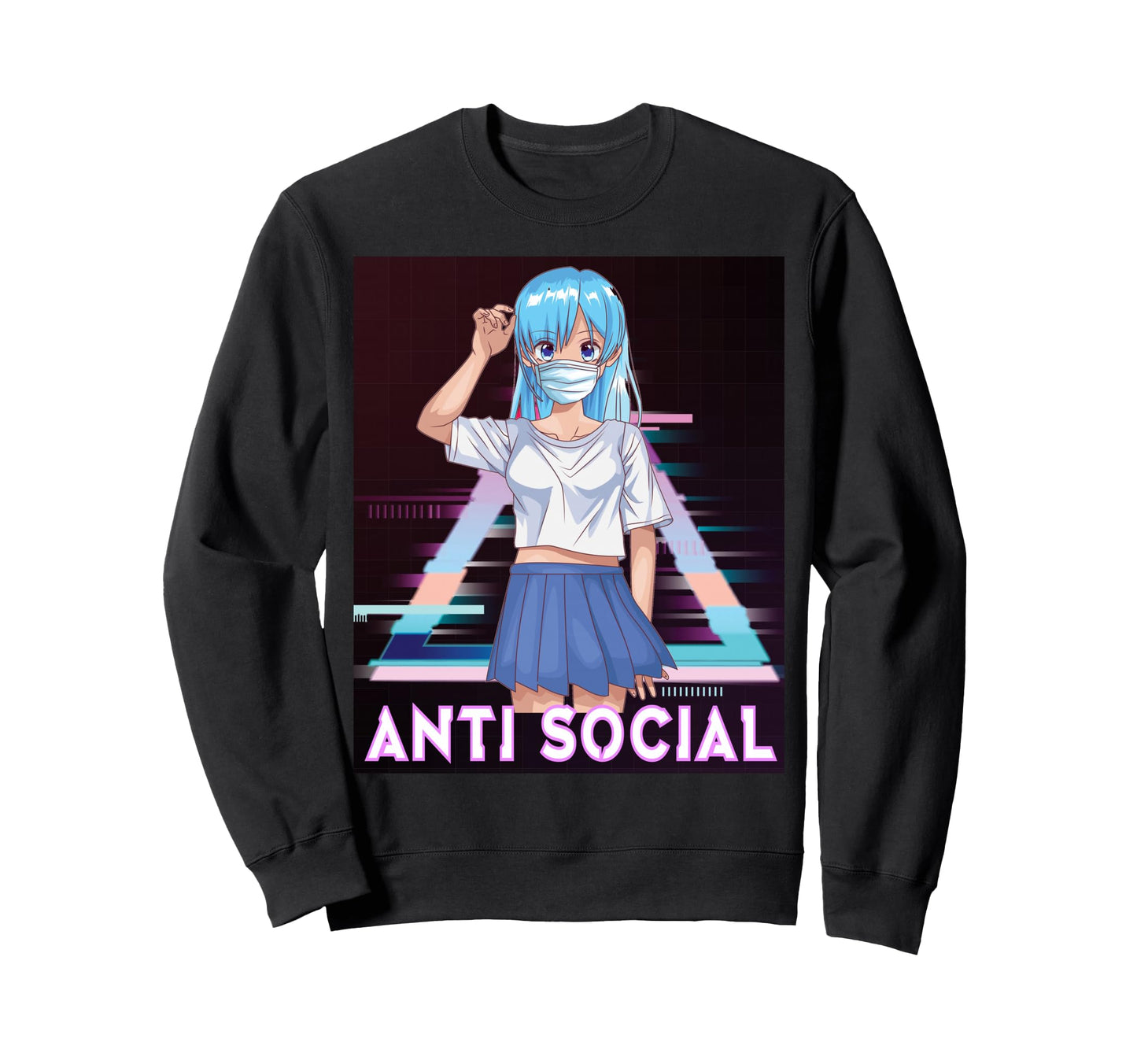Anime Anti Social Japanese Sweatshirt - Casual Everyday Wear Unisex - T-Shirt, Sweatshirt, Hoodie