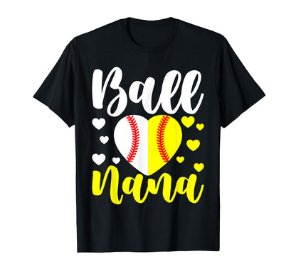 Baseball Softball Ball Heart Nana T-Shirt - Streetwear Style Unisex - T-Shirt, Sweatshirt, Hoodie