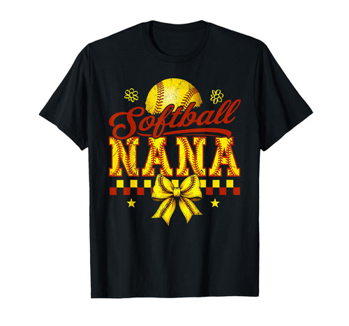 Softball Nana Coquette Bow Mothers Day T-Shirt - Novelty Apparel Unisex - T-Shirt, Sweatshirt, Hoodie