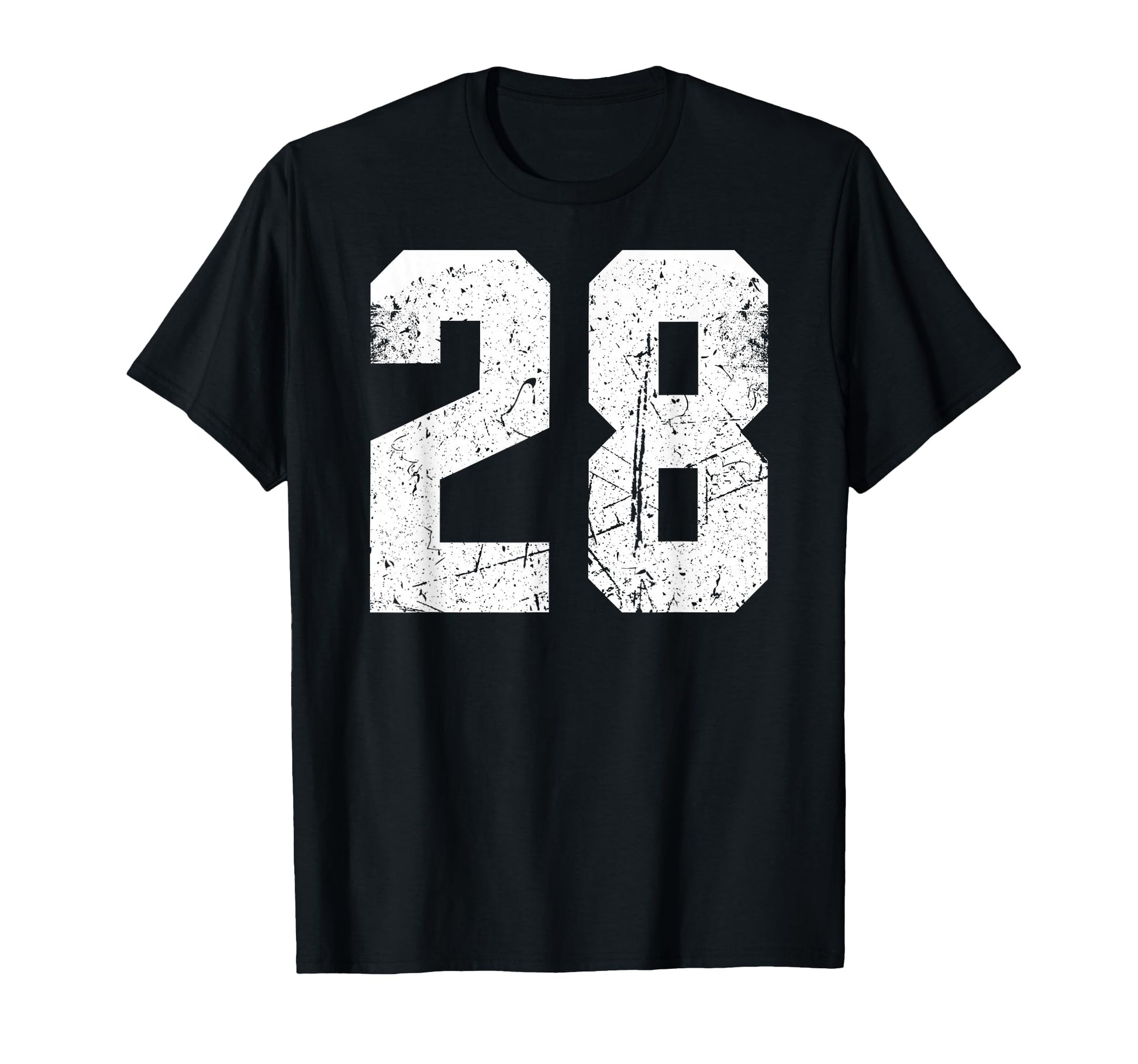 Number 28 White Sports Team Varsity Number T-Shirt - Graphic Print Unisex - T-Shirt, Sweatshirt, Hoodie