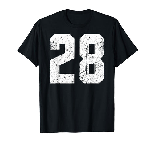 Number 28 White Sports Team Varsity Number T-Shirt - Graphic Print Unisex - T-Shirt, Sweatshirt, Hoodie