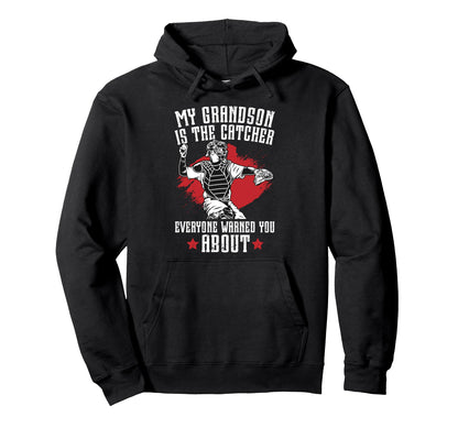 My Grandson Baseball Catcher Grandpa Hoodie - Custom Art Print for Adults - T-Shirt, Sweatshirt, Hoodie