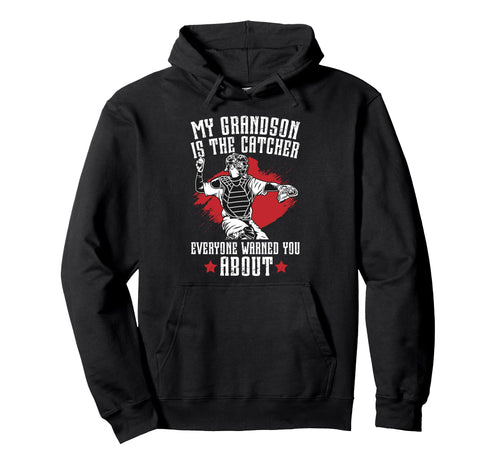 My Grandson Baseball Catcher Grandpa Hoodie - Custom Art Print for Adults - T-Shirt, Sweatshirt, Hoodie