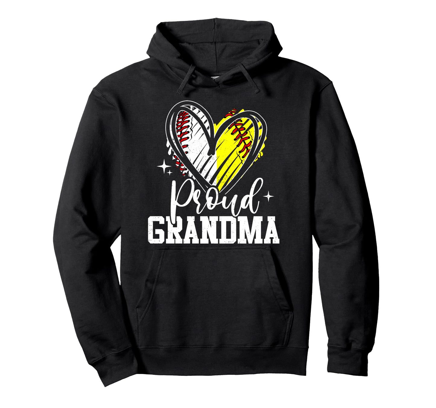 Proud Grandma Baseball Softball Heart Hoodie - Novelty Apparel Men Women - T-Shirt, Sweatshirt, Hoodie
