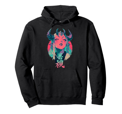 Goth Grunge Demon Anime Waifu Hoodie - Casual Everyday Wear Men Women - T-Shirt, Sweatshirt, Hoodie
