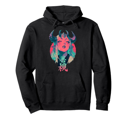Goth Grunge Demon Anime Waifu Hoodie - Casual Everyday Wear Men Women - T-Shirt, Sweatshirt, Hoodie