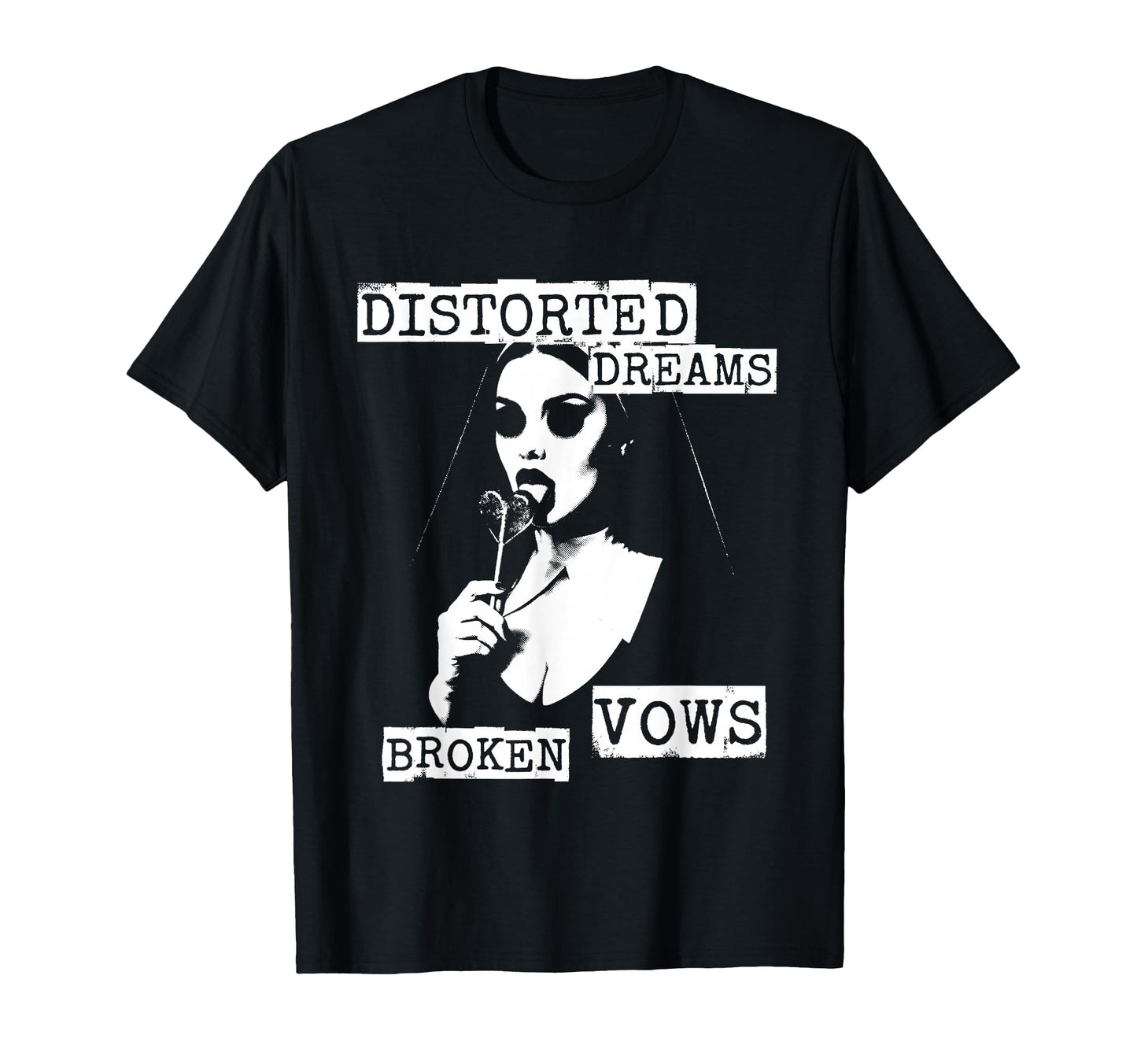 Punk Goth Nun 90S Grunge Distressed T-Shirt - Streetwear Style for Adults - T-Shirt, Sweatshirt, Hoodie