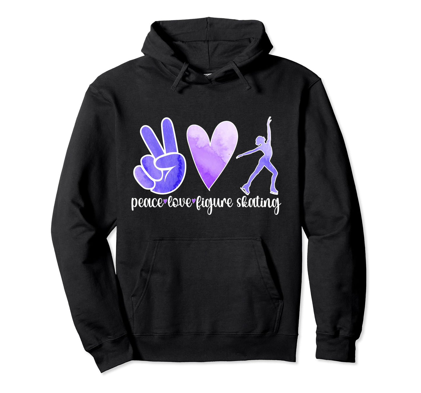 Peace Love Figure Skating Figure Hoodie - Fun Novelty Design for Adults - T-Shirt, Sweatshirt, Hoodie