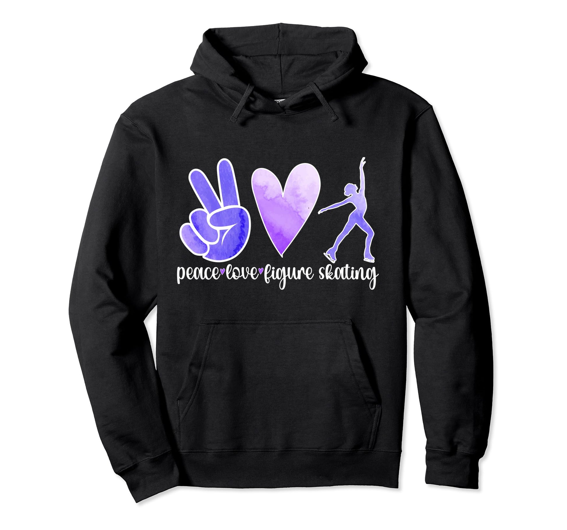 Peace Love Figure Skating Figure Hoodie - Fun Novelty Design for Adults - T-Shirt, Sweatshirt, Hoodie