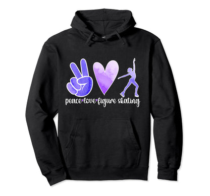 Peace Love Figure Skating Figure Hoodie - Fun Novelty Design for Adults - T-Shirt, Sweatshirt, Hoodie