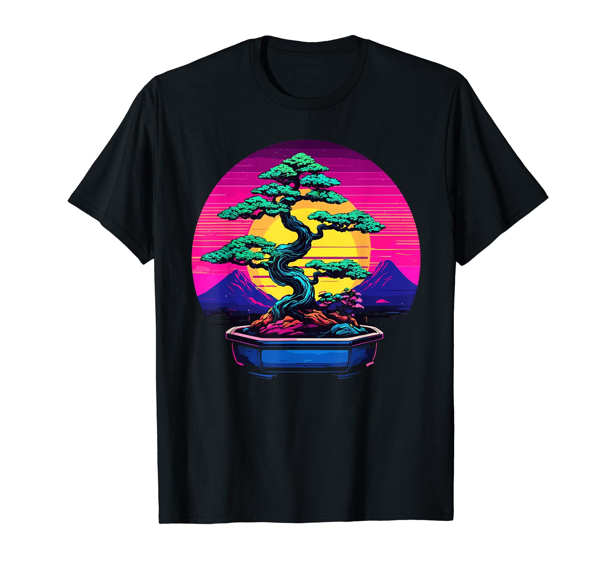 Bonsai Tree Vaporwave Cyberpunk Japan T-Shirt - Trendy Graphic for Adults - T-Shirt, Sweatshirt, Hoodie