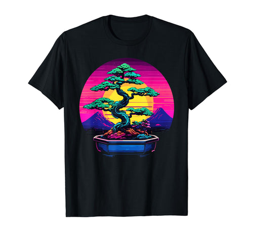 Bonsai Tree Vaporwave Cyberpunk Japan T-Shirt - Trendy Graphic for Adults - T-Shirt, Sweatshirt, Hoodie