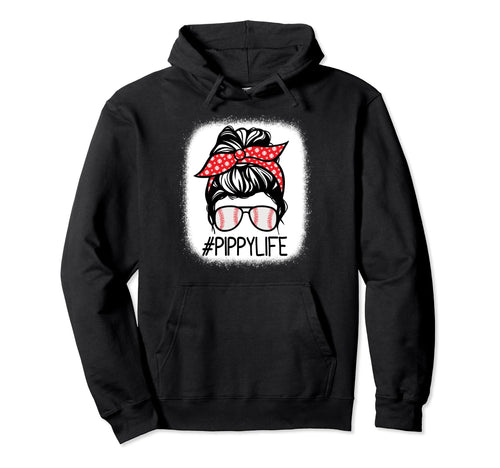 Pippy Bleached Messy Bun Baseball Hoodie - Minimalist Print for Adults - T-Shirt, Sweatshirt, Hoodie