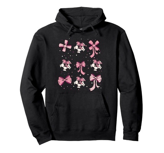 Soccer Ball Coquette Bow Game Day Hoodie - Casual Everyday Wear for Adults - T-Shirt, Sweatshirt, Hoodie