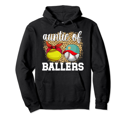 Auntie Ballers Leopard Softball Hoodie - Minimalist Print for Adults - T-Shirt, Sweatshirt, Hoodie