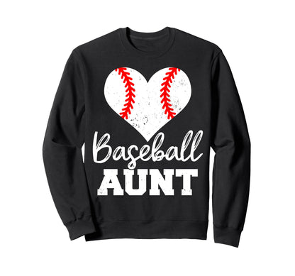 Baseball Aunt Heart Funny Heartfelt Sweatshirt - Unique Graphic Unisex - T-Shirt, Sweatshirt, Hoodie