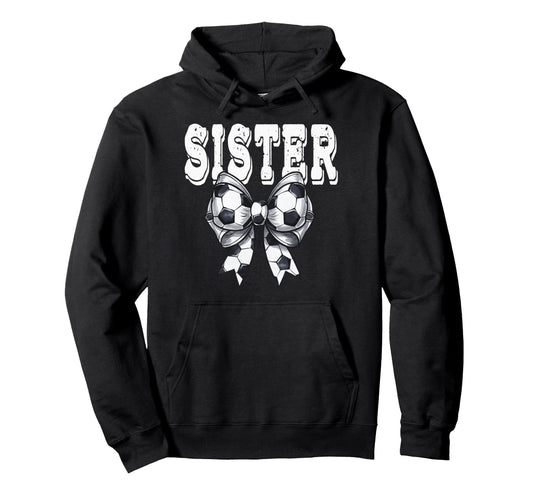 Coquette Soccer Bow Mom Sister Grandma Hoodie - Custom Art Print for Adults - T-Shirt, Sweatshirt, Hoodie