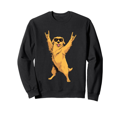 Golden Retriever Double Rock Signs Sweatshirt - Streetwear Style Unisex - T-Shirt, Sweatshirt, Hoodie