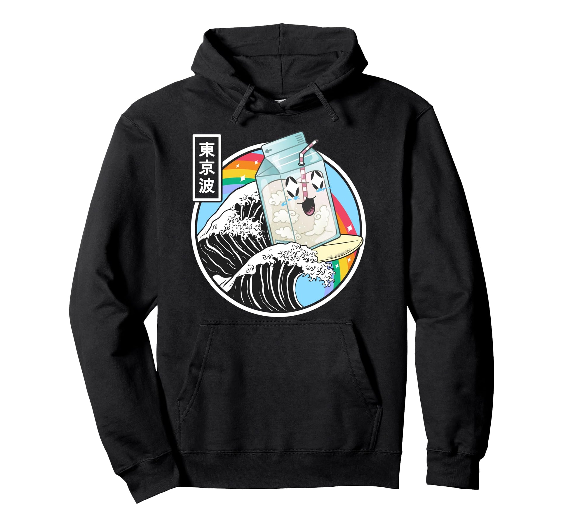 Surfing Milk Carton Kanagawa Wave Kawaii Hoodie - Streetwear Style Unisex - T-Shirt, Sweatshirt, Hoodie