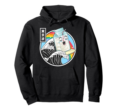 Surfing Milk Carton Kanagawa Wave Kawaii Hoodie - Streetwear Style Unisex - T-Shirt, Sweatshirt, Hoodie