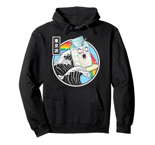 Surfing Milk Carton Kanagawa Wave Kawaii Hoodie - Streetwear Style Unisex - T-Shirt, Sweatshirt, Hoodie