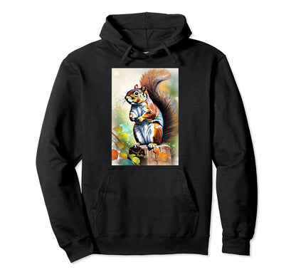 Squirrel Wildlife Nature Camping Hoodie - Unique Graphic Unisex - T-Shirt, Sweatshirt, Hoodie