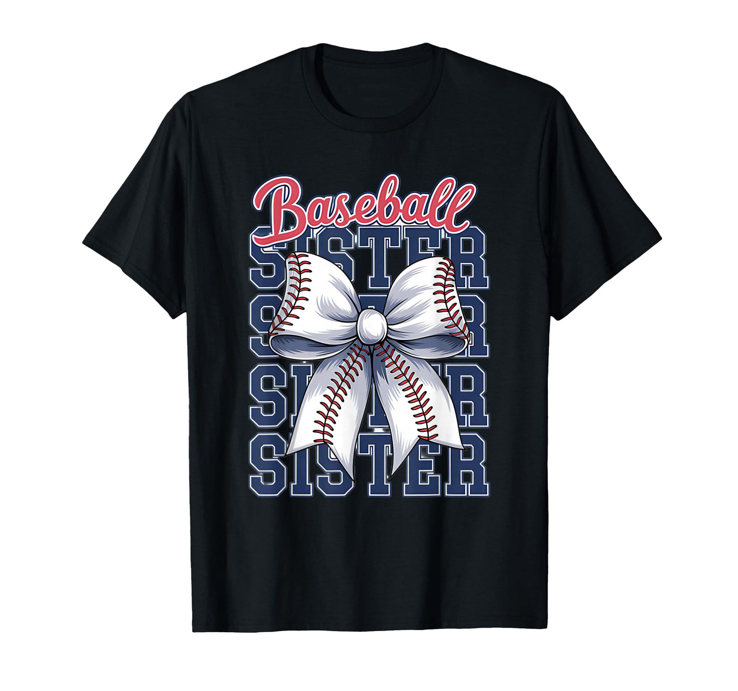 Baseball Sister Coquette Bow T-Shirt - Minimalist Print Men Women - T-Shirt, Sweatshirt, Hoodie
