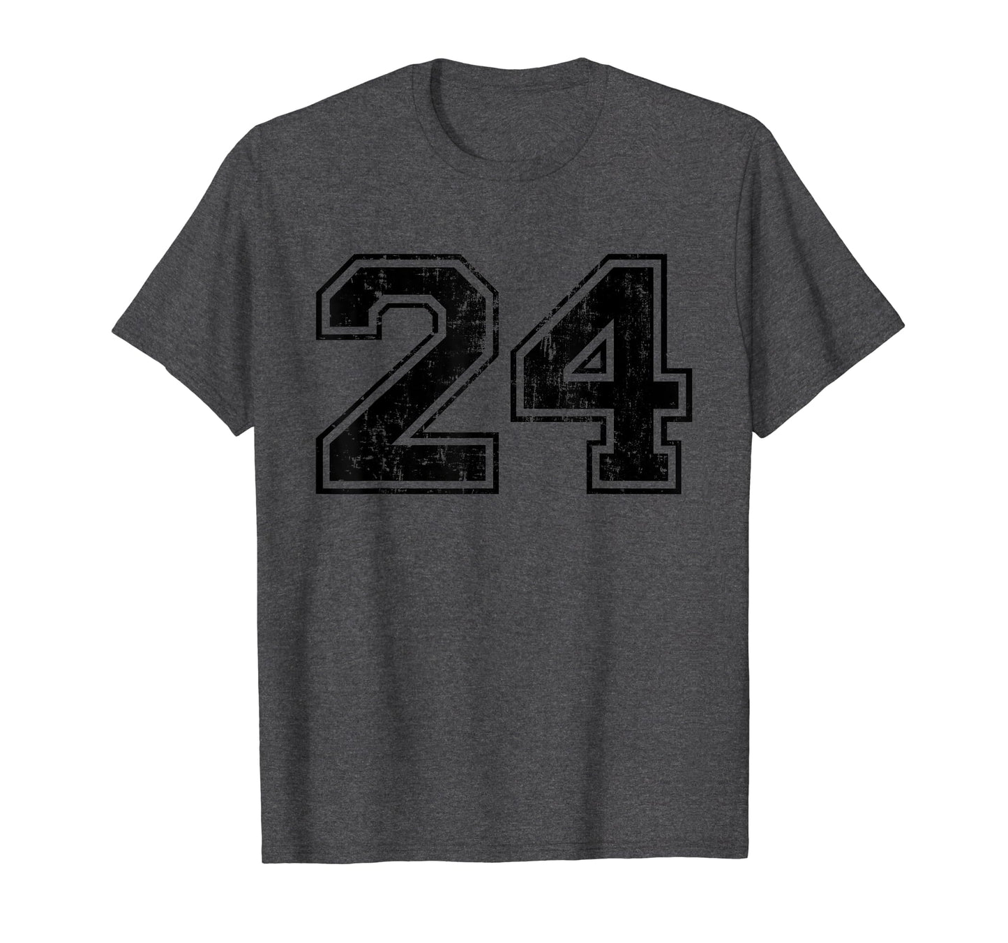 Number 24 Varsity Distressed Sport Team T-Shirt - Minimalist Print Unisex - T-Shirt, Sweatshirt, Hoodie