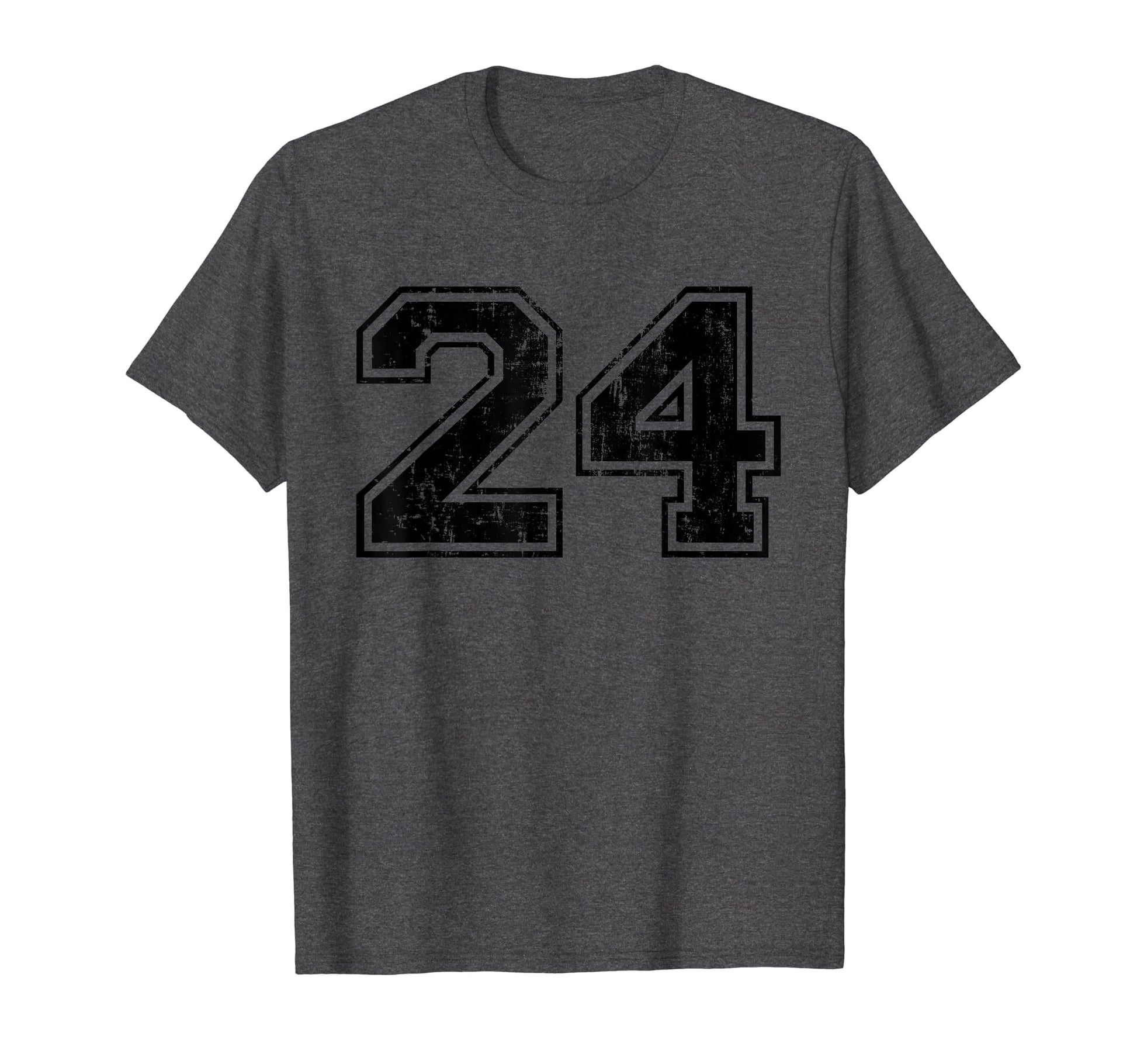 Number 24 Varsity Distressed Sport Team T-Shirt - Minimalist Print Unisex - T-Shirt, Sweatshirt, Hoodie