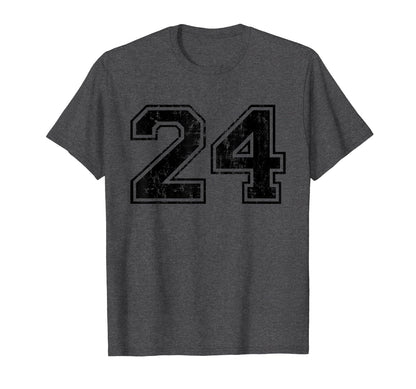Number 24 Varsity Distressed Sport Team T-Shirt - Minimalist Print Unisex - T-Shirt, Sweatshirt, Hoodie