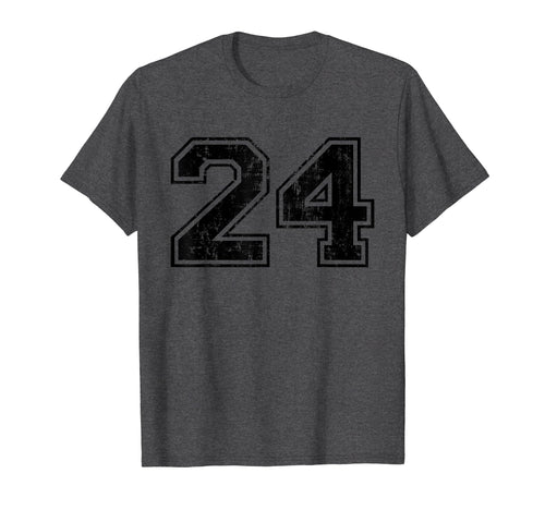 Number 24 Varsity Distressed Sport Team T-Shirt - Minimalist Print Unisex - T-Shirt, Sweatshirt, Hoodie