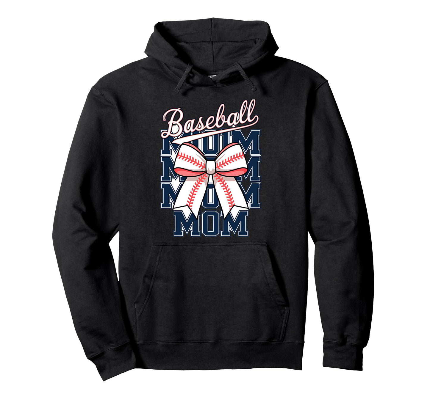 Baseball Mom Coquette Bow Hoodie - Custom Art Print Unisex - T-Shirt, Sweatshirt, Hoodie
