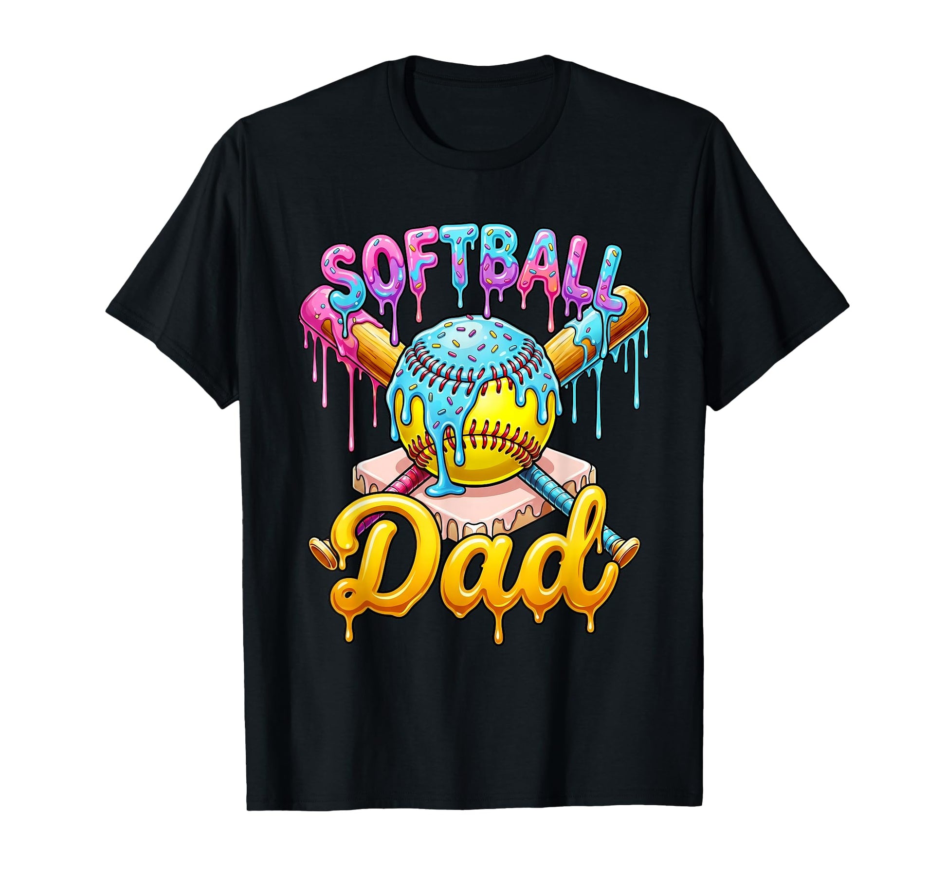 Softball Dad Drip Ice Cream Fathers T-Shirt - Minimalist Print Men Women - T-Shirt, Sweatshirt, Hoodie