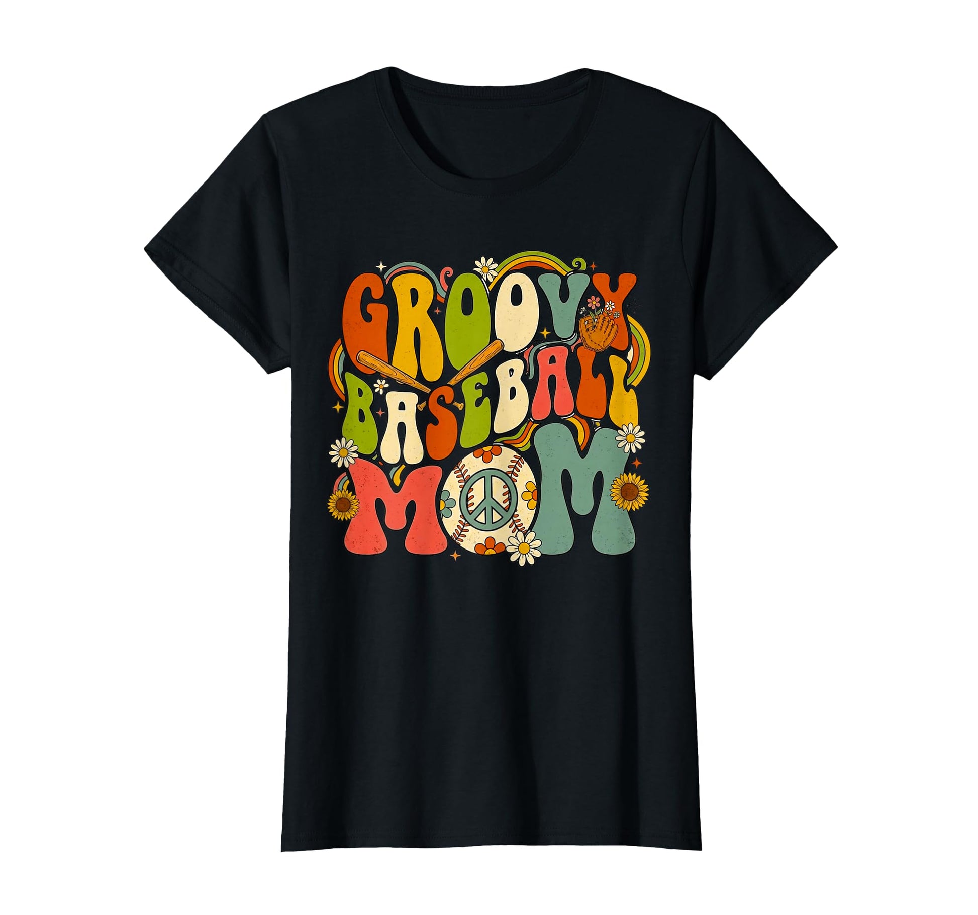 Groovy Baseball Mom Sports Lovers T-Shirt - Casual Everyday Wear Men Women - T-Shirt, Sweatshirt, Hoodie