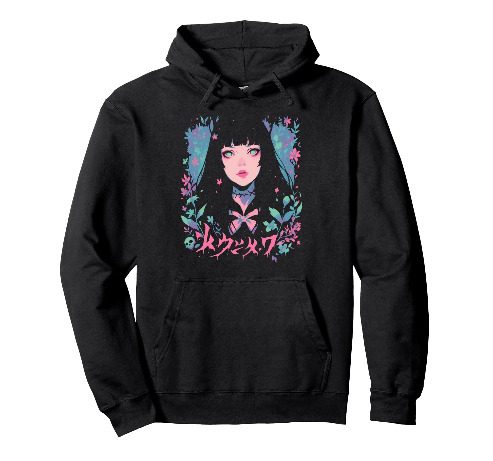 Goth Grunge Demon Anime Waifu Hoodie - Casual Everyday Wear for Adults - T-Shirt, Sweatshirt, Hoodie