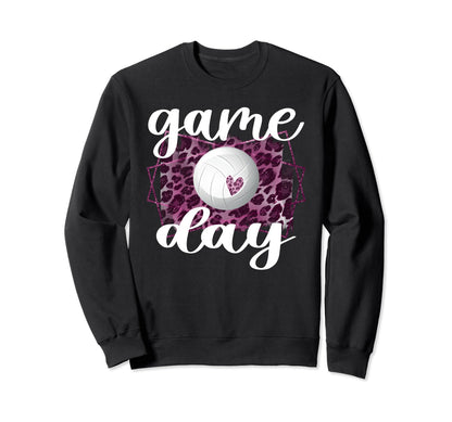 Game Day Leopard Volleyball Game Sweatshirt - Custom Art Print Men Women - T-Shirt, Sweatshirt, Hoodie
