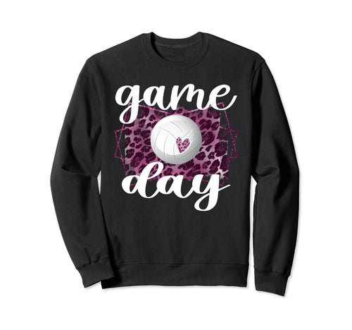 Game Day Leopard Volleyball Game Sweatshirt - Custom Art Print Men Women - T-Shirt, Sweatshirt, Hoodie