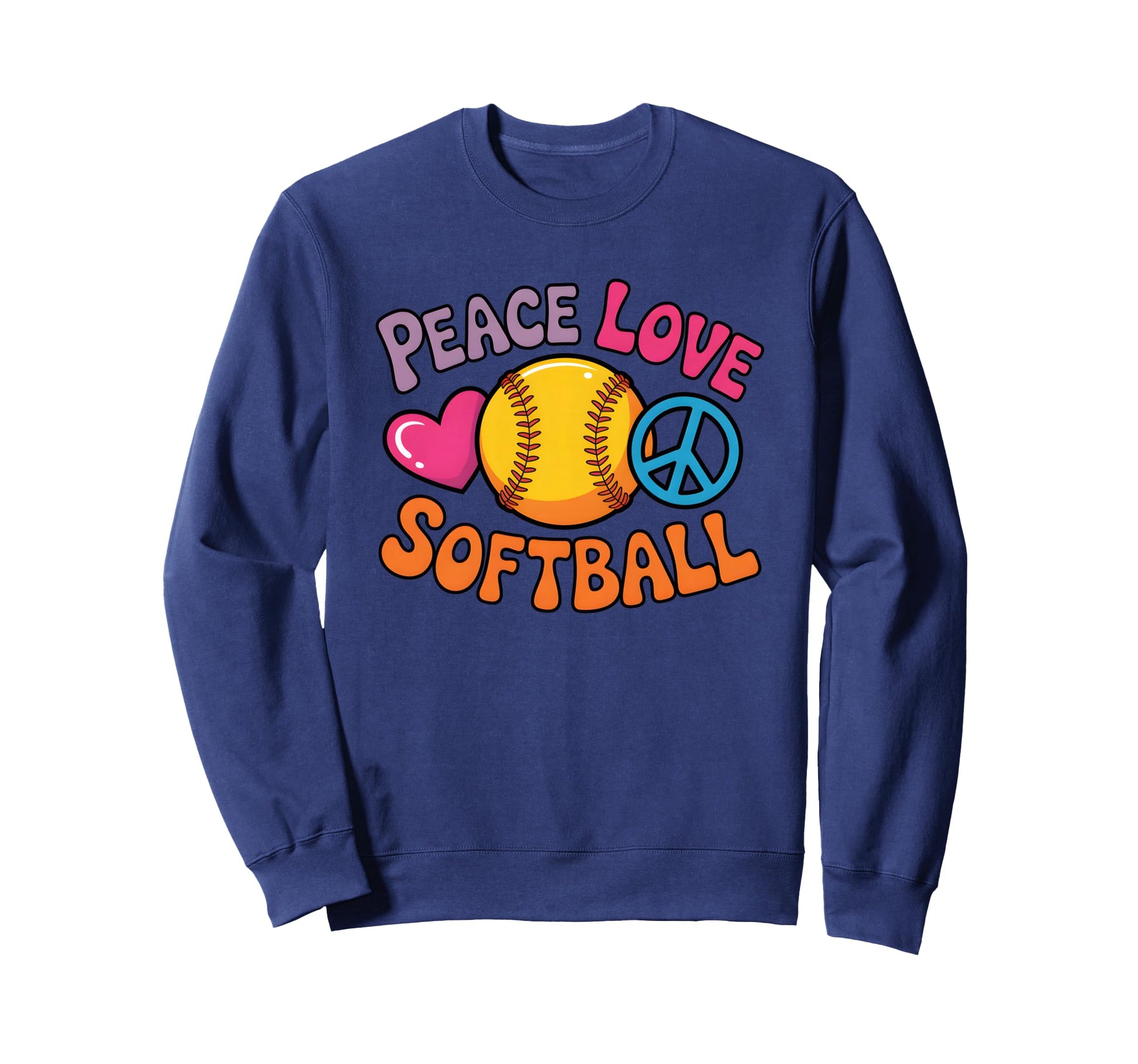 Peace Love Softball Sports Sweatshirt - Fun Novelty Design for Adults - T-Shirt, Sweatshirt, Hoodie