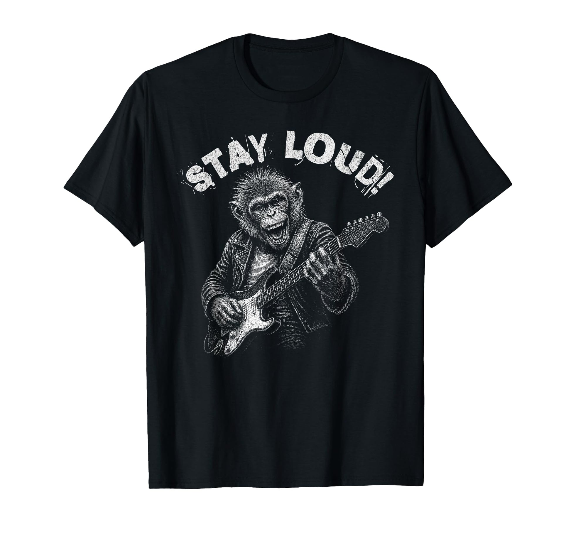 Stay Loud Monkey Guitar Funny T-Shirt - Casual Everyday Wear Men Women - T-Shirt, Sweatshirt, Hoodie