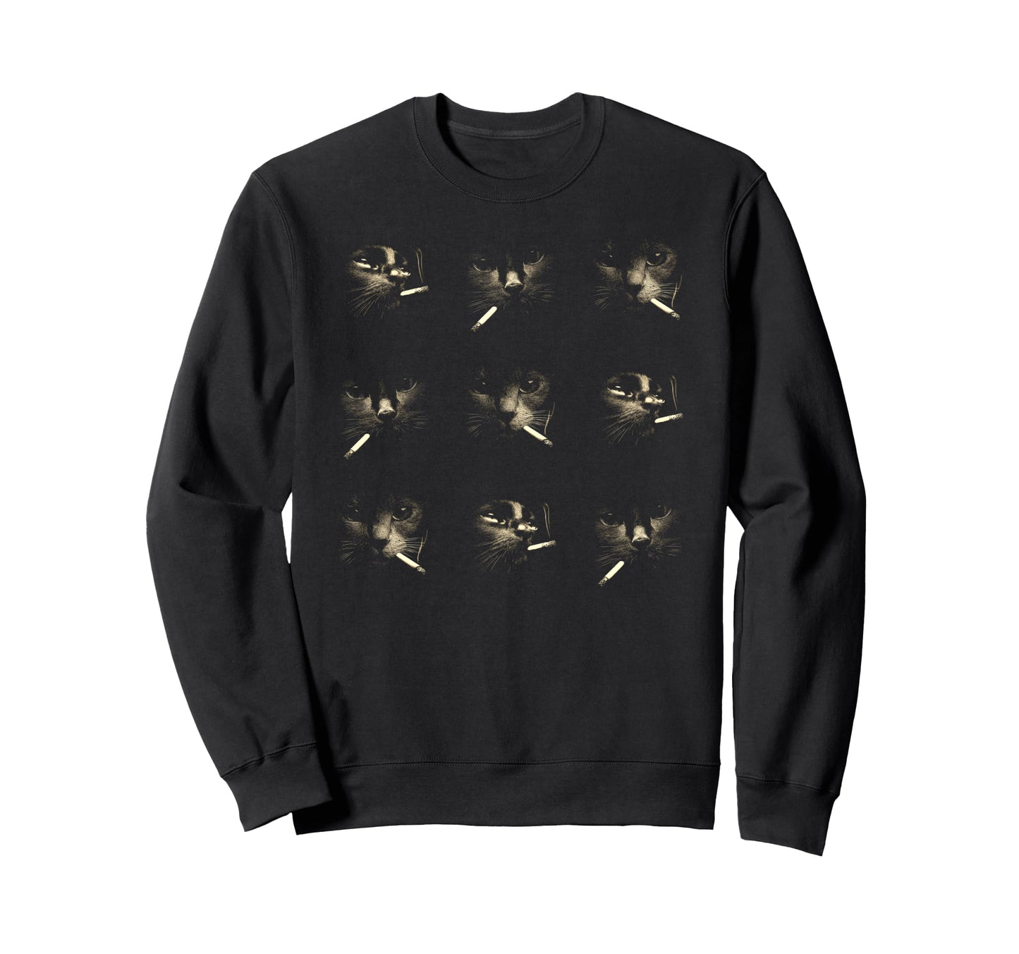 Funny Edgy Smoking Cat Meme 3X3 Sweatshirt - Unique Graphic for Adults - T-Shirt, Sweatshirt, Hoodie