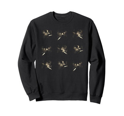 Funny Edgy Smoking Cat Meme 3X3 Sweatshirt - Unique Graphic for Adults - T-Shirt, Sweatshirt, Hoodie