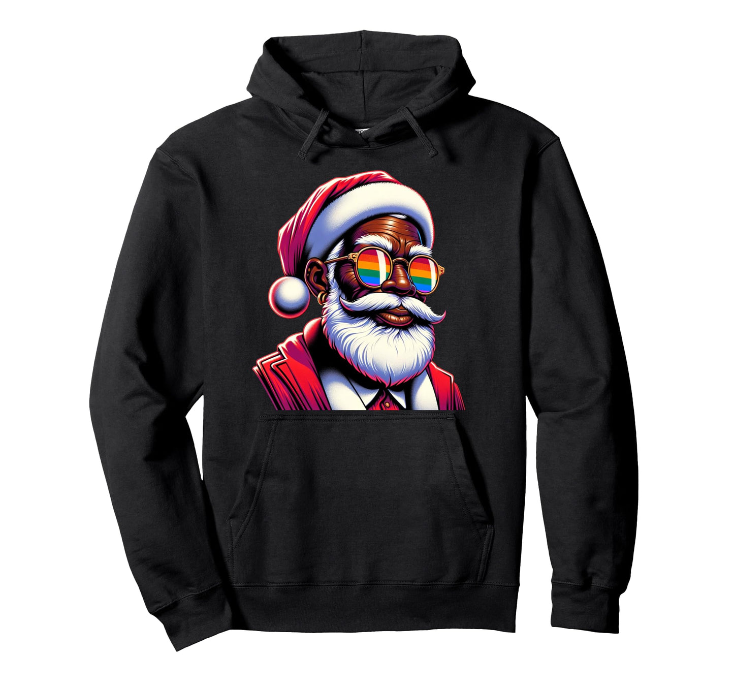 Colored Gay Santa Face Rainbow Hoodie - Streetwear Style for Adults - T-Shirt, Sweatshirt, Hoodie